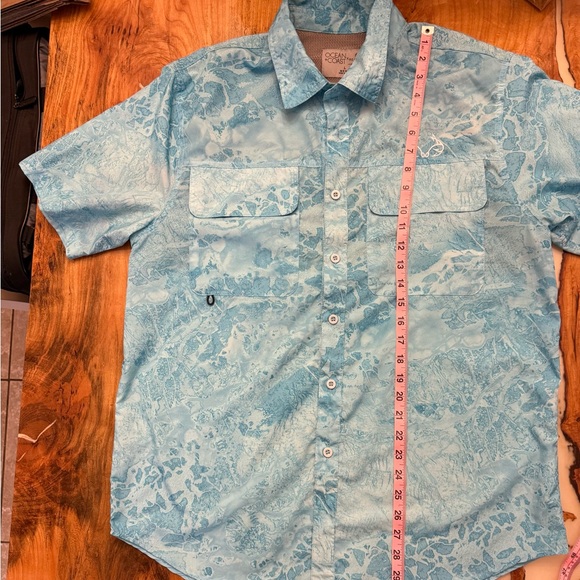 Realtree Fishing Ocean + Coast Blue Camo Performance Fishing Shirt Mens L - Picture 3 of 12